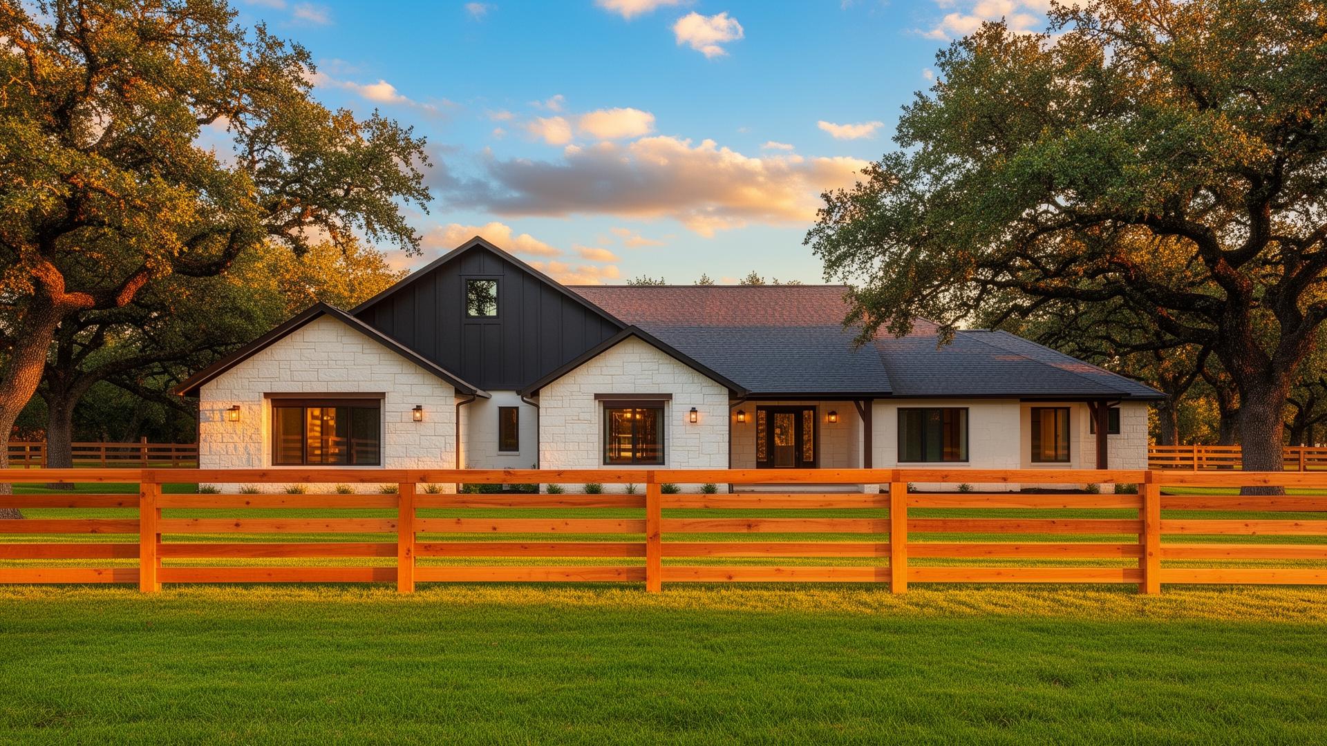 Cedar privacy fence installed by Family Fences in front of an Austin, TX home at golden hour